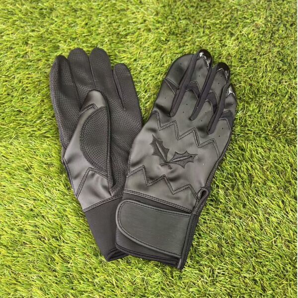 【バッティング手袋】RIZEEKバッティング手袋 バンド部分ネオプレン使用  最高級シープスキン使用エンボス加工あり (BLACK×Neoprene) サムネイル