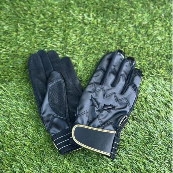 【バッティング手袋】RIZEEKバッティング手袋  最高級シープスキン使用エンボス加工あり (BLACK×GOLD) サムネイル